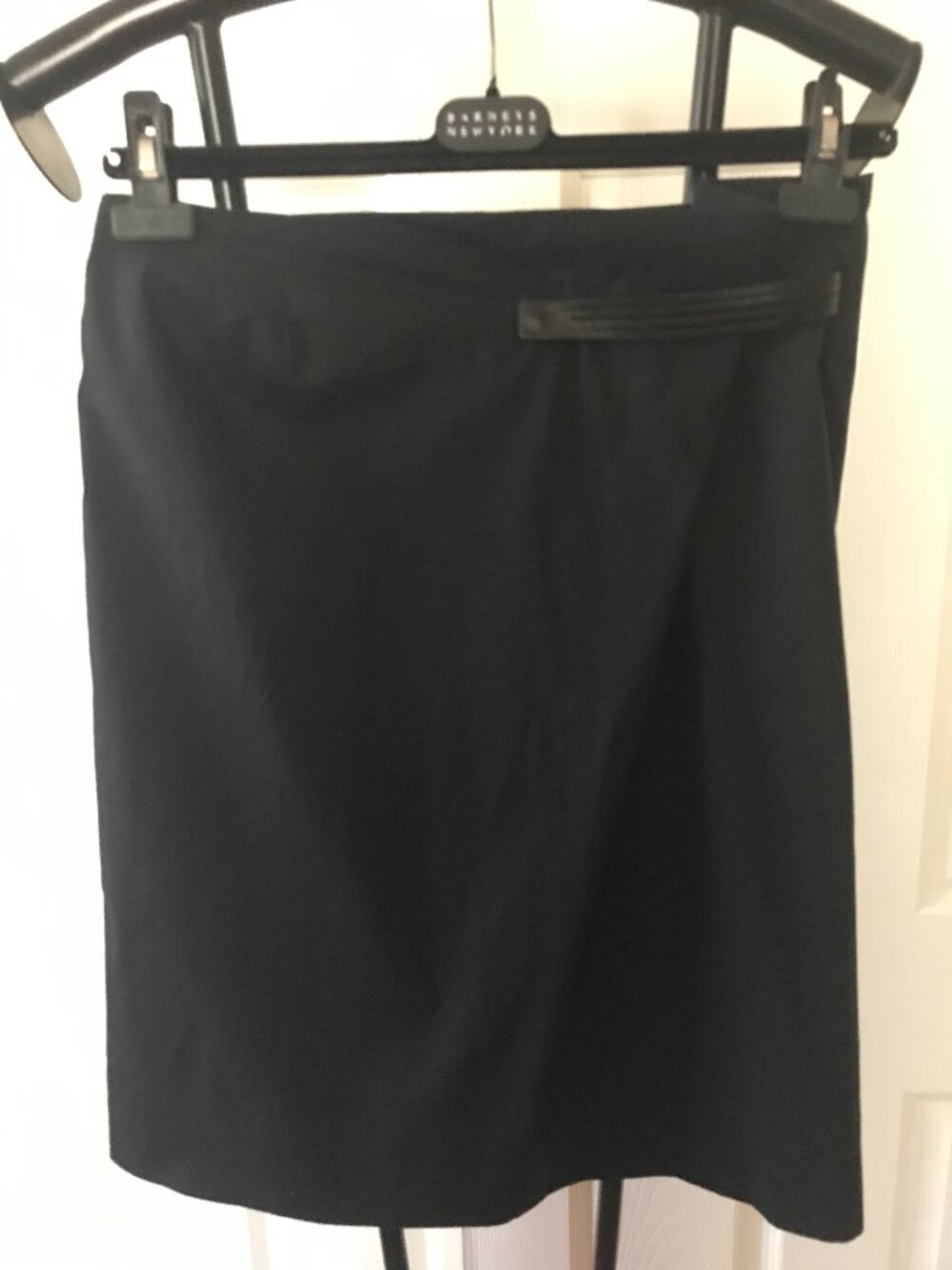 Jil Sander Black Gathered Cotton Skirt Leather Belt Made in Italy Sz 40 NWOT
